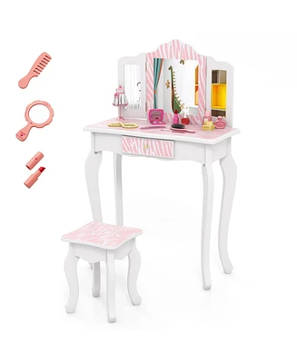 Kids Vanity Set with Drawer and 3 Makeup Accessories