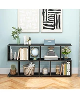 24 Inch 3-Tier Geometric Bookshelf with Thick Foot Pads