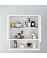 Bathroom Wall Cabinet with Doule Mirror Doors and Shelvs