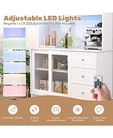 Kitchen Pantry Storage Cabinet Kitchen Hutch with Led lights and Power Outlet