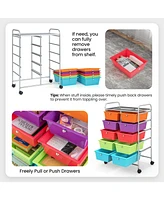 10-Drawer Rolling Storage Cart-Deep