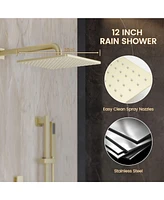 Casainc Wall Mounted Thermostatic Shower System With Body Jets Handheld