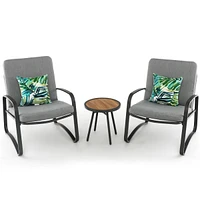 Gymax Set of Outdoor Patio Rattan Conversation Furniture Set w/ Cushion Table