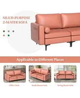 Modern Loveseat Sofa with 2 Bolsters and Side Storage Pocket