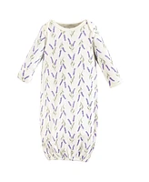 Touched by Nature Baby Girls Organic Cotton Gowns, Lavender, Preemie/Newborn