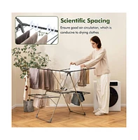 2-Tier Clothes Drying Rack with 33 Drying Rails and Height Adjustable Gullwings