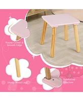 2-in-1 Children Vanity Table Stool Set with Mirror