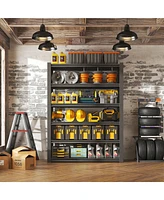 82"H 6 Tier Metal Shelves for Storage Garage Shelving 2400LBS Heavy Duty Storage Shelves Adjustable Garage Shelf Industrial Shelving Unit Storage Util