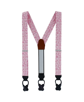 Trafalgar Men's Hanami Cherry Blossom Burst Linen Blend Novelty Button End Suspenders
