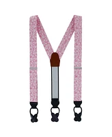 Trafalgar Men's Hanami Cherry Blossom Burst Linen Blend Novelty Button End Suspenders