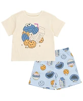 Sesame Street Toddler Boys Cookie Monster Waffle Knit T-Shirt and Shorts Outfit Set