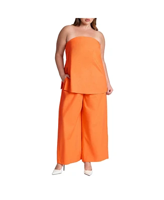 Eloquii Women's Easy Wide Leg Linen Pant