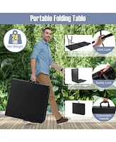 6 ft Portable Folding Table 350 Lbs Fold-in-Half Table with Hdpe Tabletop