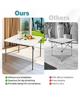 Folding Camping Table with All-Weather Hdpe Tabletop and Rustproof Steel Frame