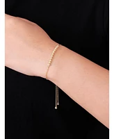 Devata Round Link Box Chain Slider Bolo Bracelet in 14K Gold, Fits 6.0 in to 8.0 in wrist, approx.4.5 grams