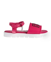 Bebe Little Girls Flat with Rhinestone Dangle Charm Sandals