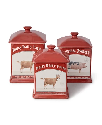 Certified International Vintage Farm Square Canisters, Set of 3