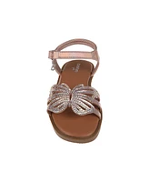 Bebe Little Girls Flat with Butterfly Rhinestone Welt Sandals