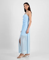 Bar Iii Women's Halter Bandeau Mesh Maxi Dress, Exclusively at Macy's
