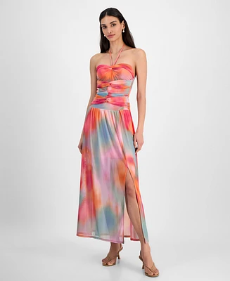 Bar Iii Women's Printed Halter Bandeau Maxi Dress, Exclusively at Macy's