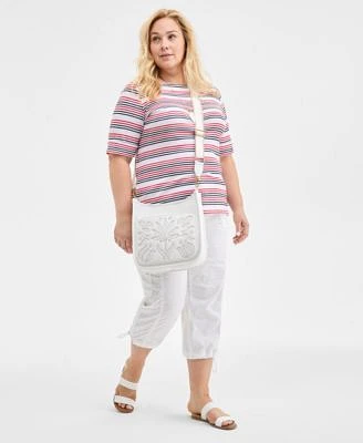 Style Co Plus Size Printed Elbow Sleeve Knit Top Cargo Capri Pants Exclusively At Macys