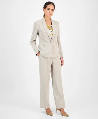Kasper Womens Notched Collar Blazer Cowlneck Top Crepe Pants Regular Petite
