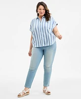 Style & Co Women's Printed Cotton Gauze Camp Shirt, Exclusively at Macy's