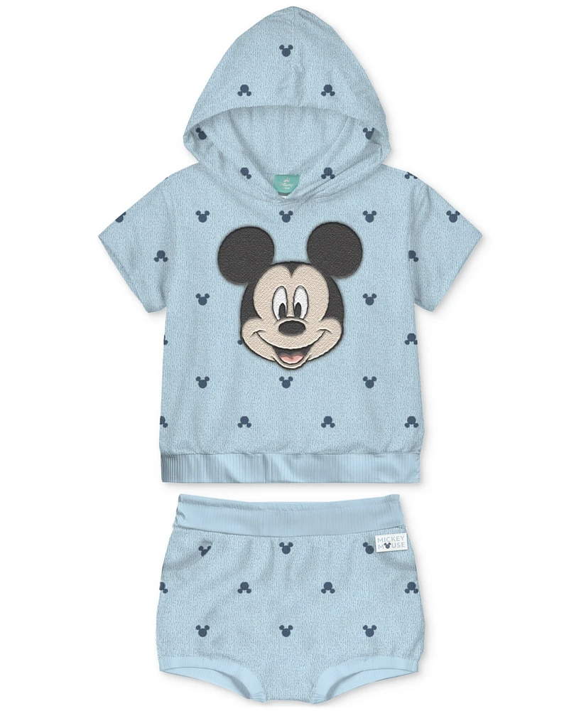 Disney Baby Boys Mickey Mouse Terry Hoodie & Shorts, 2 Piece Set