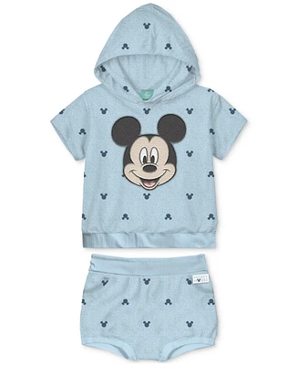 Disney Baby Boys Mickey Mouse Terry Hoodie & Shorts, 2 Piece Set