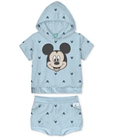 Disney Baby Boys Mickey Mouse Terry Hoodie & Shorts, 2 Piece Set