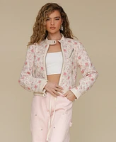 Avec Les Filles Women's Quilted Cropped Moto Jacket