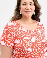 Style & Co Plus Printed Short-Sleeve Top, Exclusively at Macy's