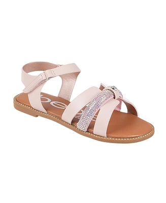 Bebe Little Girls Flat with Rhinestone and Heart Charm Sandals
