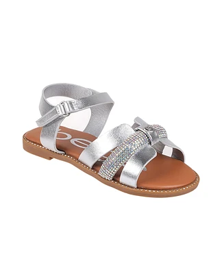 Bebe Little Girls Flat with Rhinestone and Heart Charm Sandals