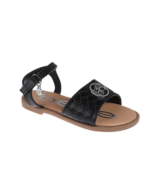 Bebe Little Girls Embossed Flat with Medallion Hardware Sandals