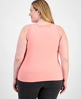 Style & Co Plus Lace-Trimmed Tank Top, Exclusively at Macy's