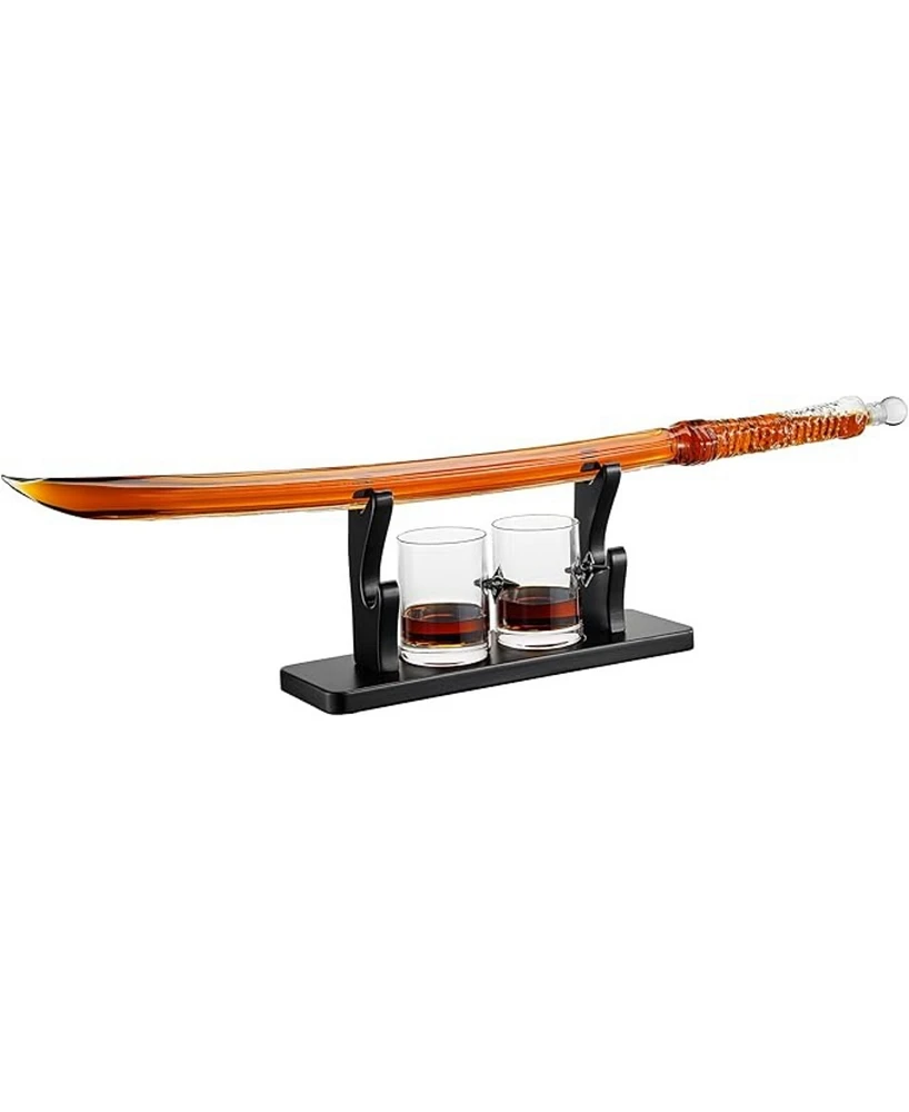 The Wine Savant Samurai Sword Large Whiskey and Wine Decanter Set
