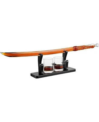 The Wine Savant Samurai Sword Large Whiskey and Wine Decanter Set