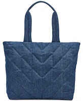 Karl Lagerfeld Paris Voyage Large Quilted Denim Tote Bag