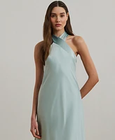 Lauren Ralph Women's Satin Charmeuse Halter Cocktail Dress