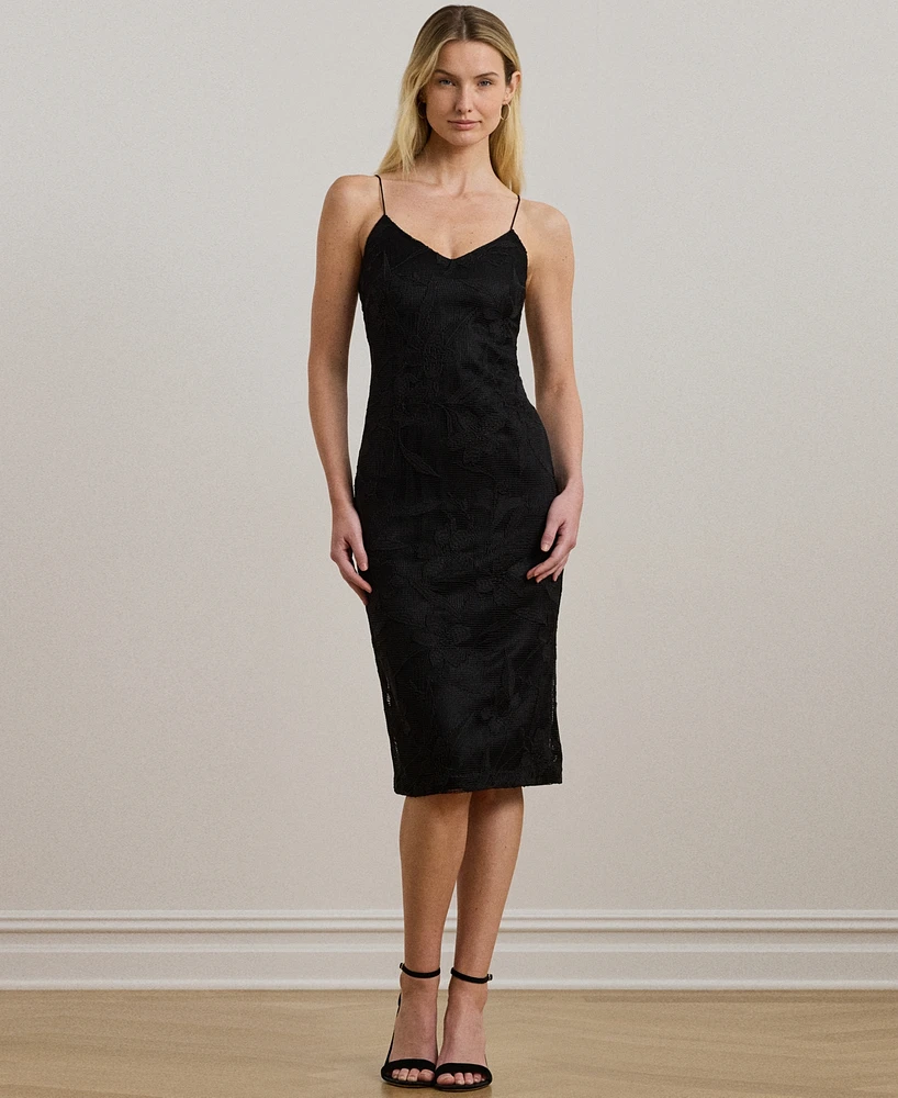 Lauren Ralph Women's Embroidered Sleeveless Cocktail Dress