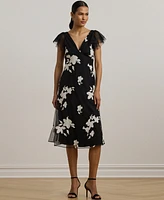 Lauren Ralph Women's Floral-Applique Tulle Cocktail Dress