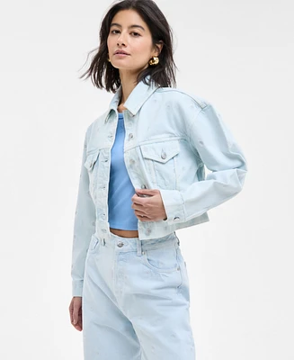 Hugo Women's Cotton Relaxed-Fit Cropped Denim Jacket