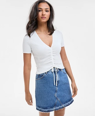 Hugo Women's Ruched V-Neck Short-Sleeve Top
