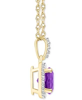 Lab-Created Amethyst (1-1/4 ct. t.w.) & White Sapphire (1/6 Halo 18" Pendant Necklace 14k Gold (Also Additional Gemstones)