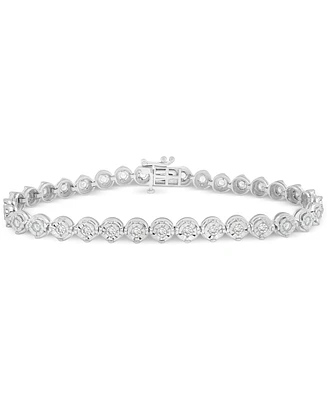 Diamond Round Link Bracelet (1 ct. t.w.) in Sterling Silver