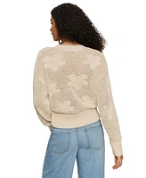 Sanctuary Women's Cotton Flower Pop Open-Stitch Jacket