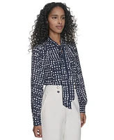 Calvin Klein Women's Printed Tie-Neck Blouse