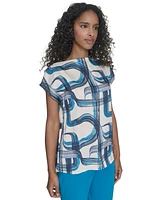 Calvin Klein Women's Printed Mock-Neck Top