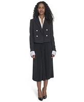 Calvin Klein Womens Double Breasted Cropped Jacket Pleated Pull On Midi Skirt